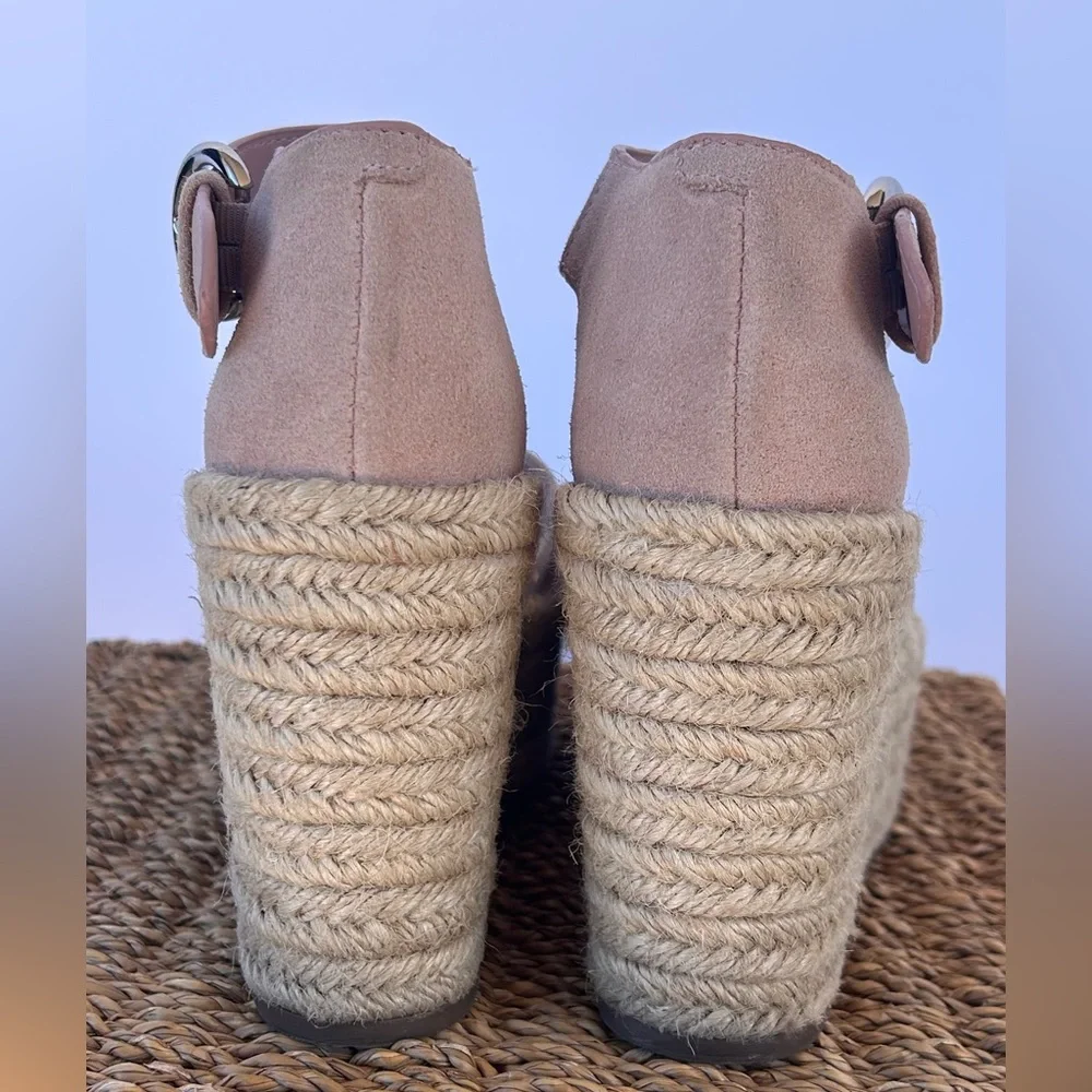 Marc Fisher Pink Suede Espadrille Wedge Sandals